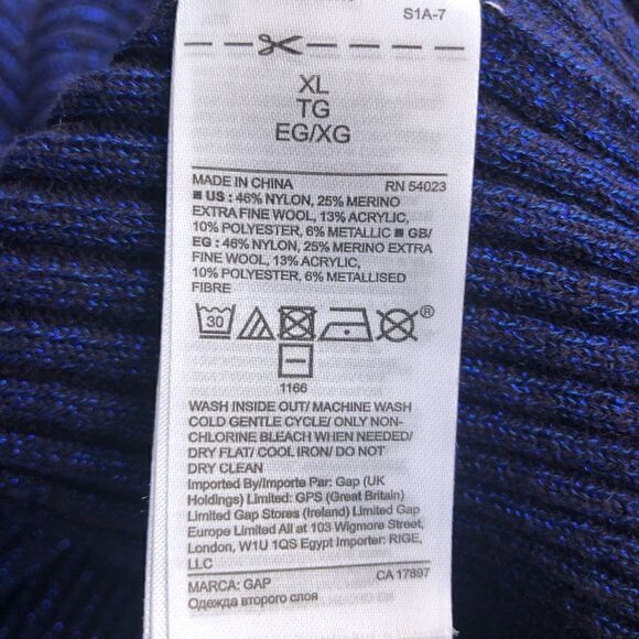 GAP Women’s Royal Blue Crew Neck Long Sleeves Shinny Sweater. Size: XL - Picture 3 of 3